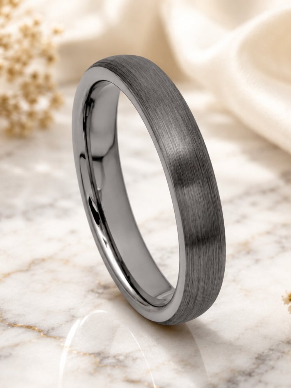 Brushed Gunmetal Tungsten Wedding Rings, GALTUN994-5.5